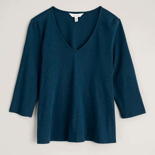 Seasalt Talent Three Quarter Sleeve Top Maritime Size 10
