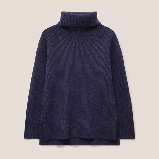 White Stuff Lovely Rib Jumper Navy Size 18