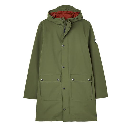 Joules Mens Dark Green Wayland Mid Length Raincoat Size L