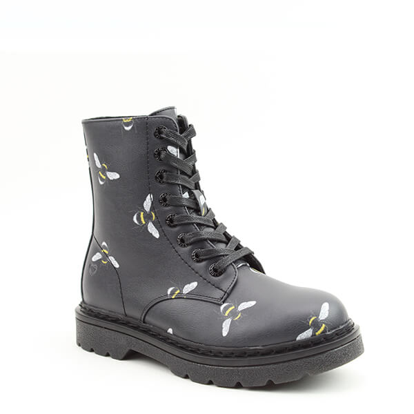 Heavenly Feet Black Justina2 Bee Print Boots Size 7