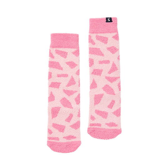 Joules Pink Giraffe Fluffy Socks Size L