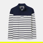 Joules Mens Navy White Stripe Newell Pique Brushback Quarter Zip Jumper Size L