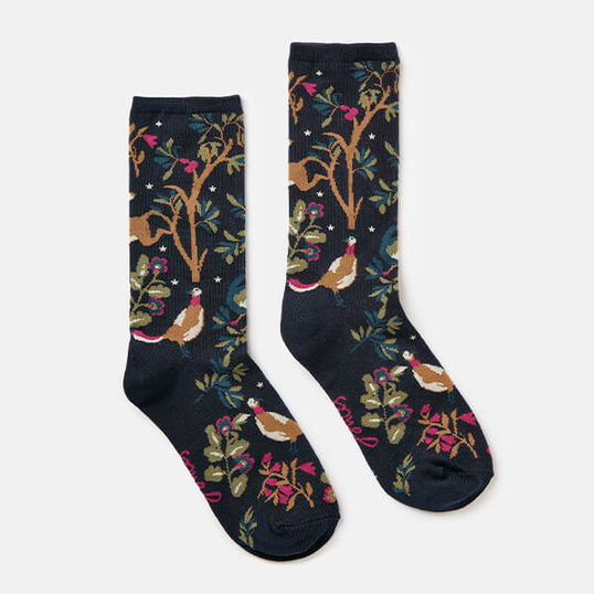 Joules Navy Woodland Excellent Everyday Eco Vero Socks Size 4-8