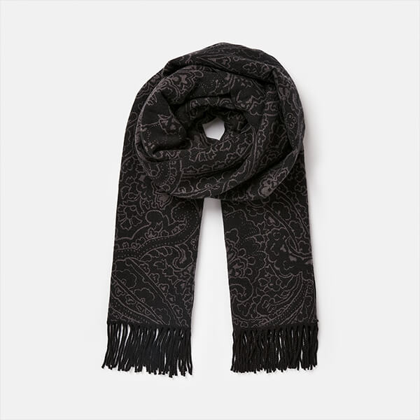 Joules Black Elissa Paisley Jaquard Scarf