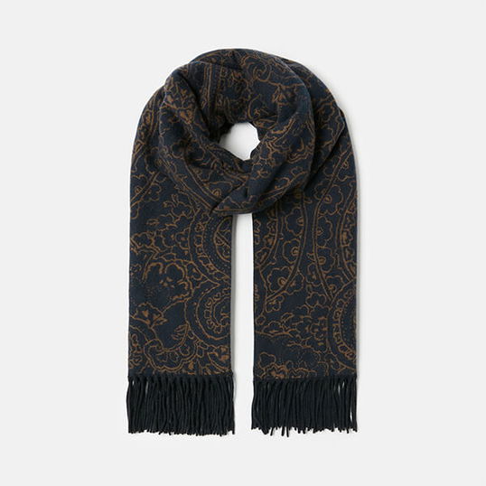 Joules Navy Elissa Paisley Jaquard Scarf