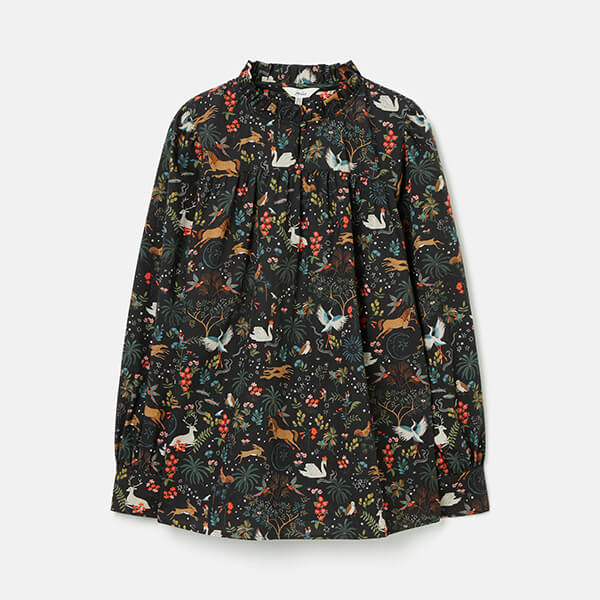 Joules Black Rhea Frill Neck Blouse
