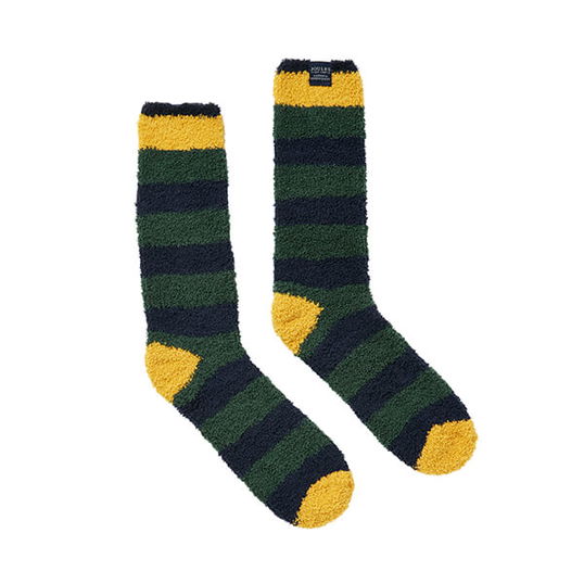 Joules Mens Green Blue Stripe Fluffy Socks