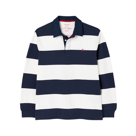 Joules Navy Creme Stripe Onside Rugby Shirt Size L
