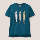 White Stuff Mens Pattern Fish Graphic T-Shirt Mid Teal Size M