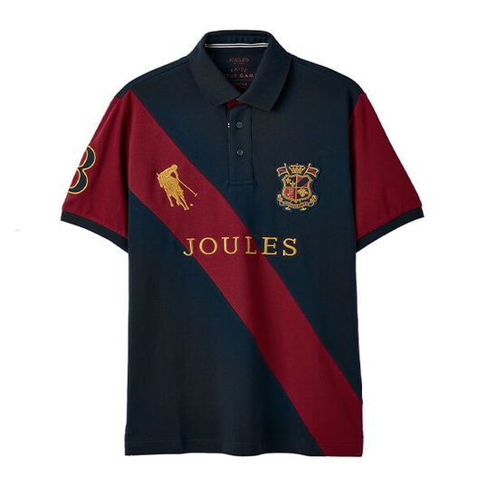 Joules Mens French Navy Embellished Short Sleeved Polo Shirt Size L