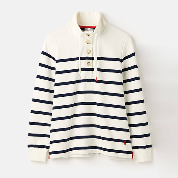 Joules Navy Creme Stripe Southwold Sweatshirt Size 12