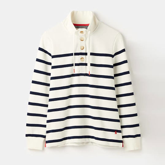 Joules Navy Creme Stripe Southwold Sweatshirt Size 12