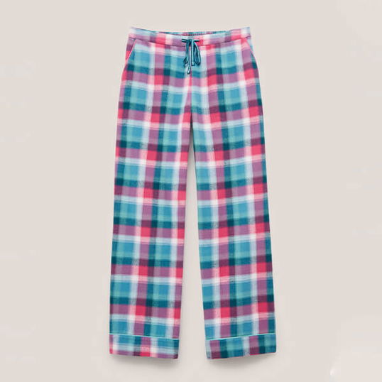 White Stuff Nina Organic Check Pyjama Bottoms Teal Multi Size XS