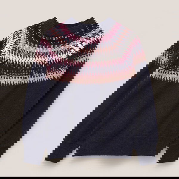 White Stuff Frankie Fairisle Jumper Dark Navy Size 10