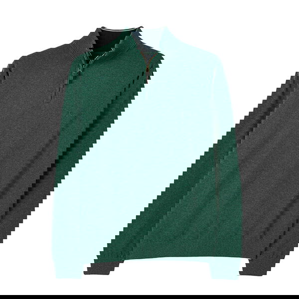 Joules Mens Green Marl Hillside Quarter Zip Funnel Neck Jumper Size L