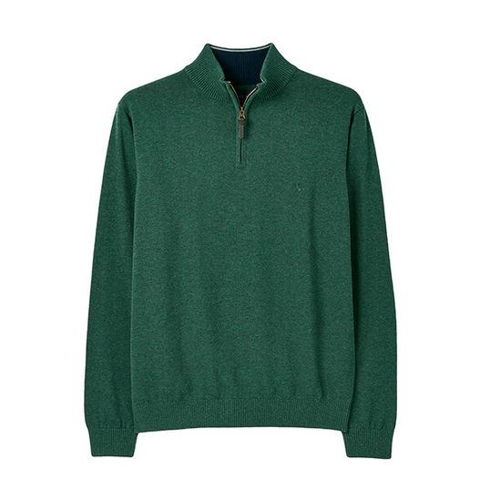 Joules Mens Green Marl Hillside Quarter Zip Funnel Neck Jumper Size L