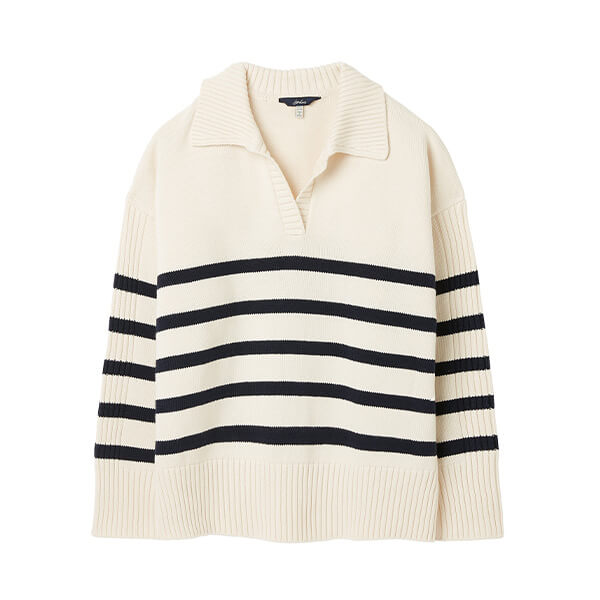 Joules Navy Cream Emelia Collared Jumper Size 8