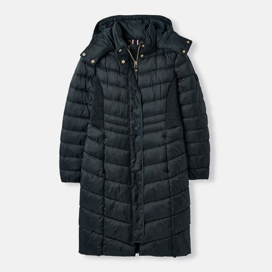 Joules Dark Navy Pembury Long Padded Coat Size 12