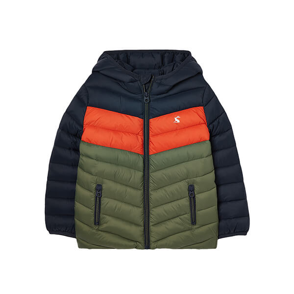 Joules Kids Navy Colour Block Cairn Showerproof Padded Coat Size 5y