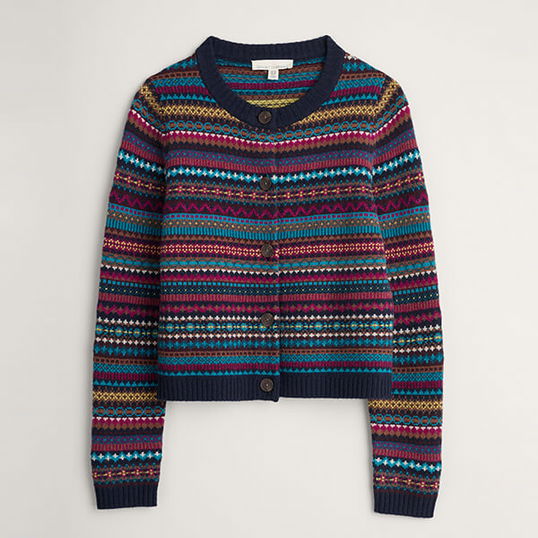 Seasalt Percella Cove Cardigan Star Jasmine Grape Loch Size 10