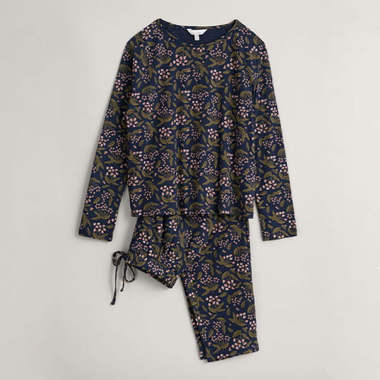 Seasalt Setting Sun Pyjamas Berry Leaves Maritime Size 12
