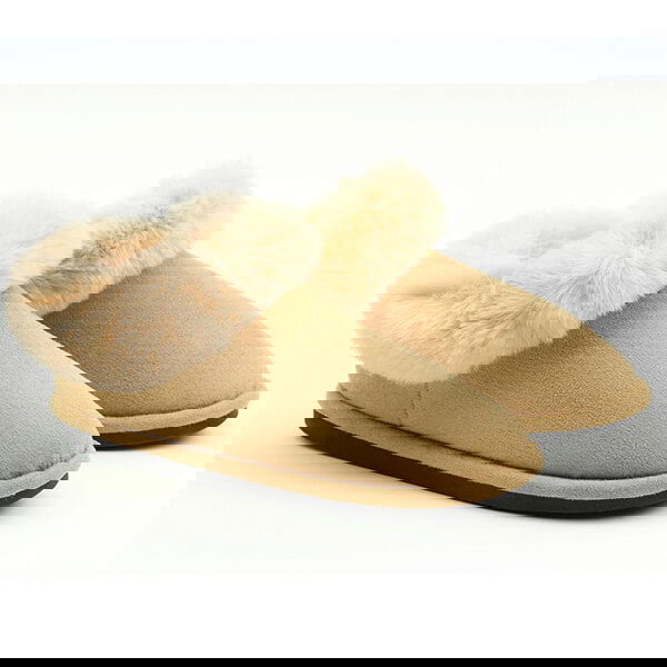 Heavenly Feet Beige Montana Premium Memory Foam Slippers Size L