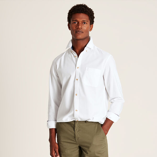 Joules Mens White Oxford Classic Fit Shirt Size M