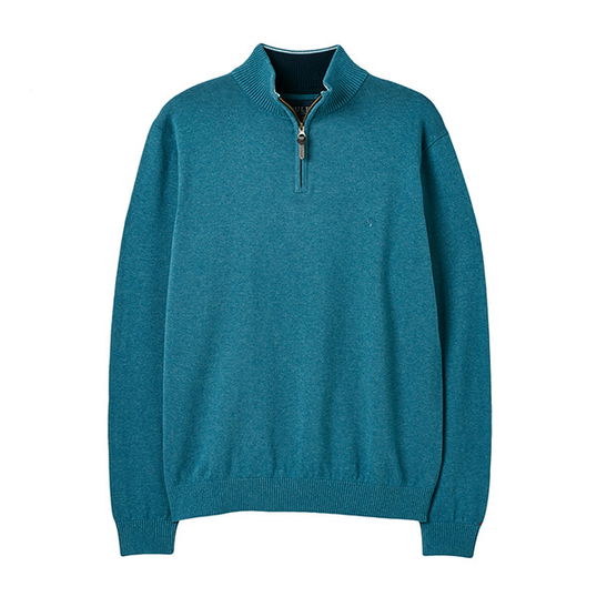 Joules Mens Blue Marl Hillside Quarter Zip Funnel Neck Jumper Size XXL
