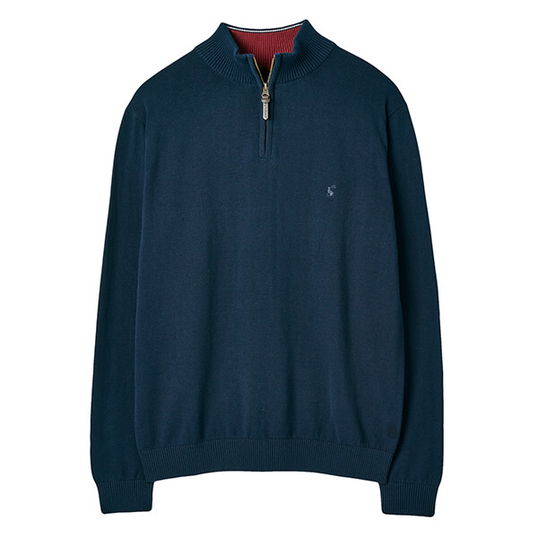 Joules Mens French Navy Marl Hillside Quarter Zip Funnel Neck Jumper Size XXL
