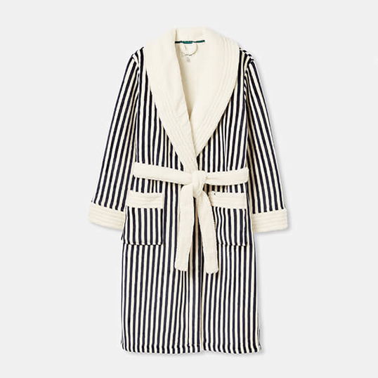 Joules Navy Creme Stripe Matilda Dressing Gown SizeS-M