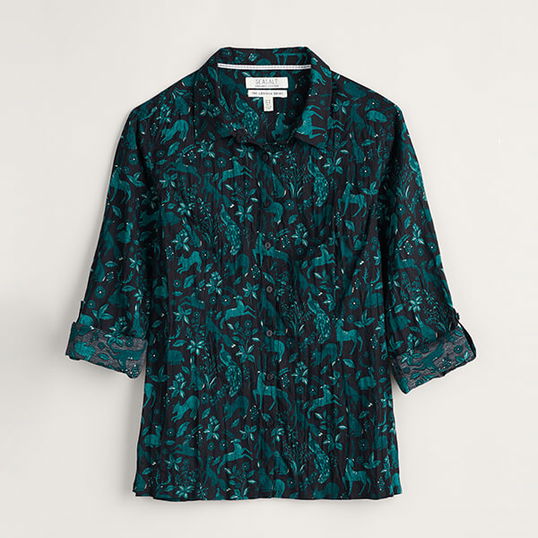 Seasalt Larissa Shirt Woodland Tapestry Onyx Size 8