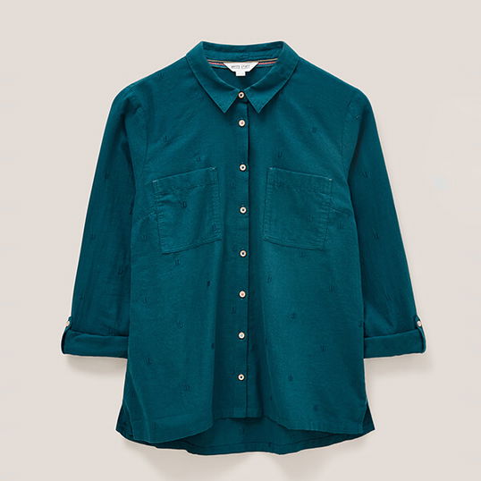 White Stuff Sophie Organic Cotton Shirt Dark Teal Size 10