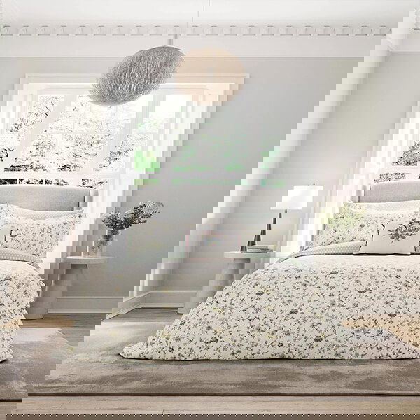 V&A Flora Duvet Cover Set King Size Duck Egg