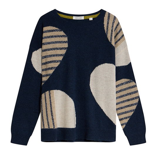 White Stuff Amber Heart Jumper Navy Multi