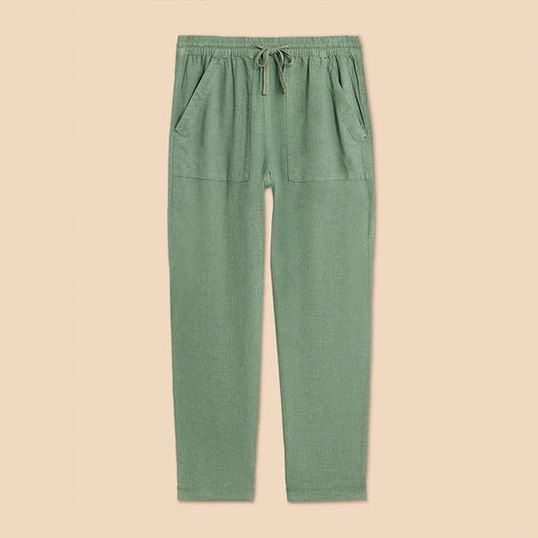 White Stuff Elle Linen Blend Trousers Mid Green