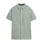 White Stuff Mens Pembroke Short Sleeve Linen Shirt Mint Green