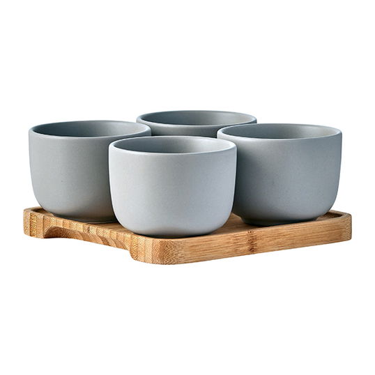 BIA International Share Set of 4 Round Bowls Grey