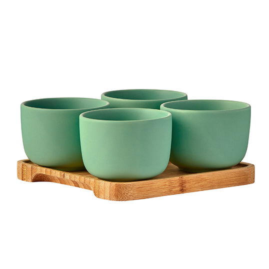 BIA International Share Set of 4 Round Bowls Green