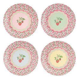 Cath Kidston Strawberry Set of 4 Melamine Dinner Plates