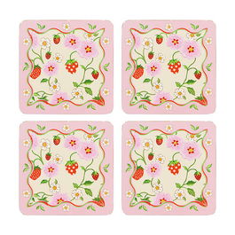 Cath Kidston Strawberry Set of 4 Cork Backed Coasters