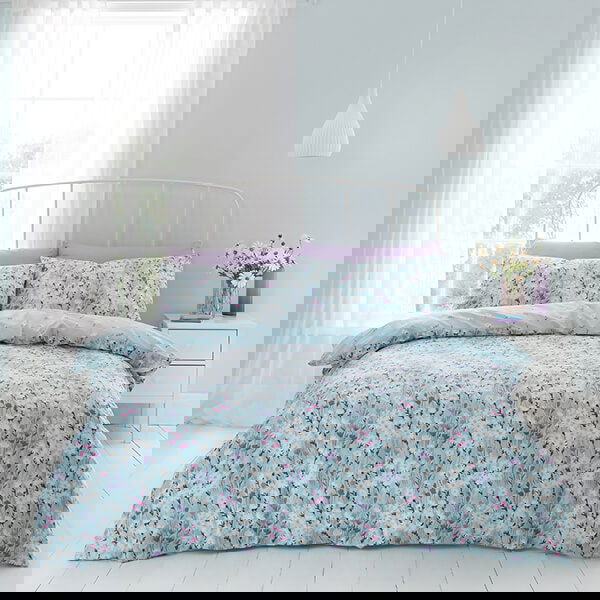 Catherine Lansfield Daisy Meadow King Duvet Set Duck Egg