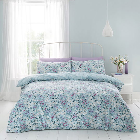 Catherine Lansfield Daisy Meadow King Duvet Set Duck Egg