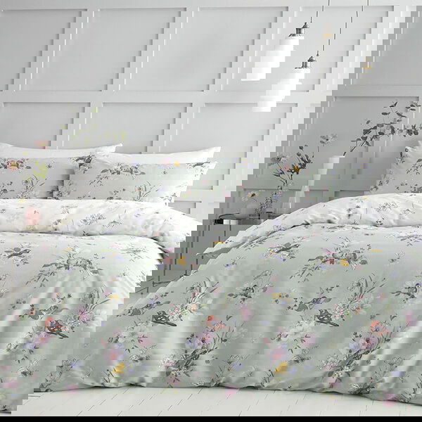 Catherine Lansfield Songbird Double Duvet Set Sage
