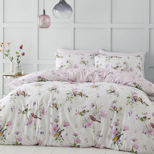 Catherine Lansfield Songbird King Duvet Set Pink