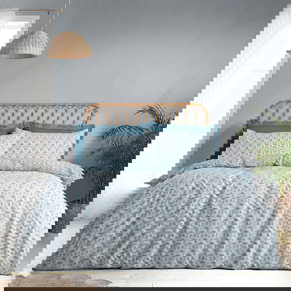 Catherine Lansfield Sardinia Tile Single Duvet Set Seafoam