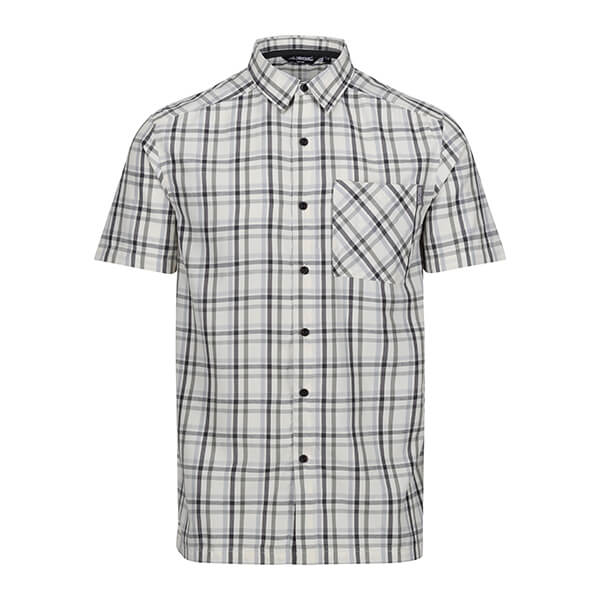 Regatta Mens Mindano VIII Check Short Sleeve Shirt Agave Grey Ash