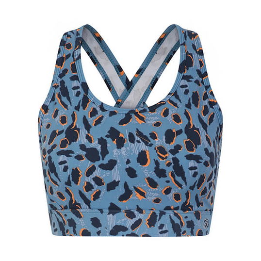 Dare 2b Swift II Sports Sports Bra Niagara Blue Animal Print