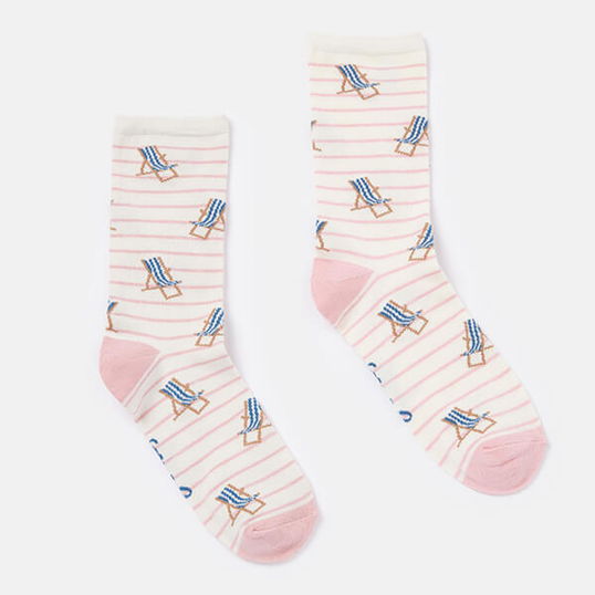 Joules Pink Stripe Excellent Everyday Eco Vero Socks Size 4-8