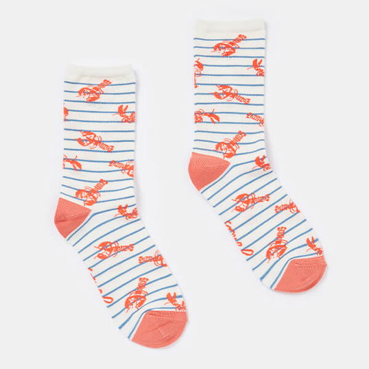 Joules Blue Stripe Excellent Everyday Eco Vero Socks Size 4-8