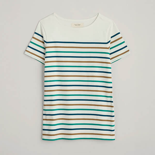 Seasalt Sailor T-Shirt Falmouth Tri Breton Chalk Helford